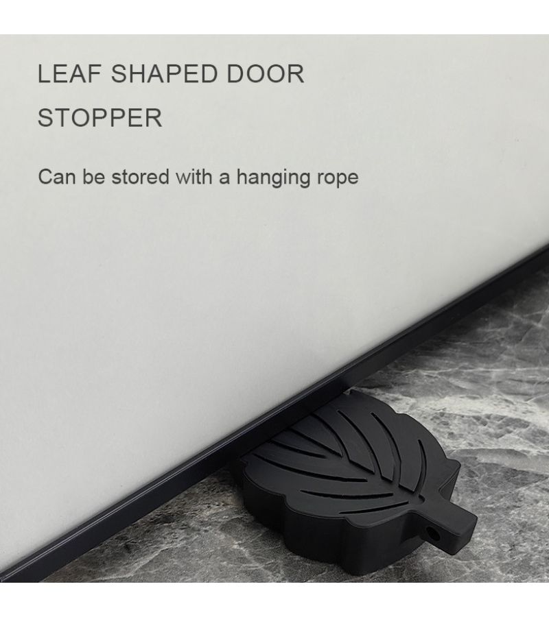 Black 4 Piece Leaf Shaped Door Stopper Windproof Anti Collision Household Door Blocker For Bedroom Kitchen Office - Image 4