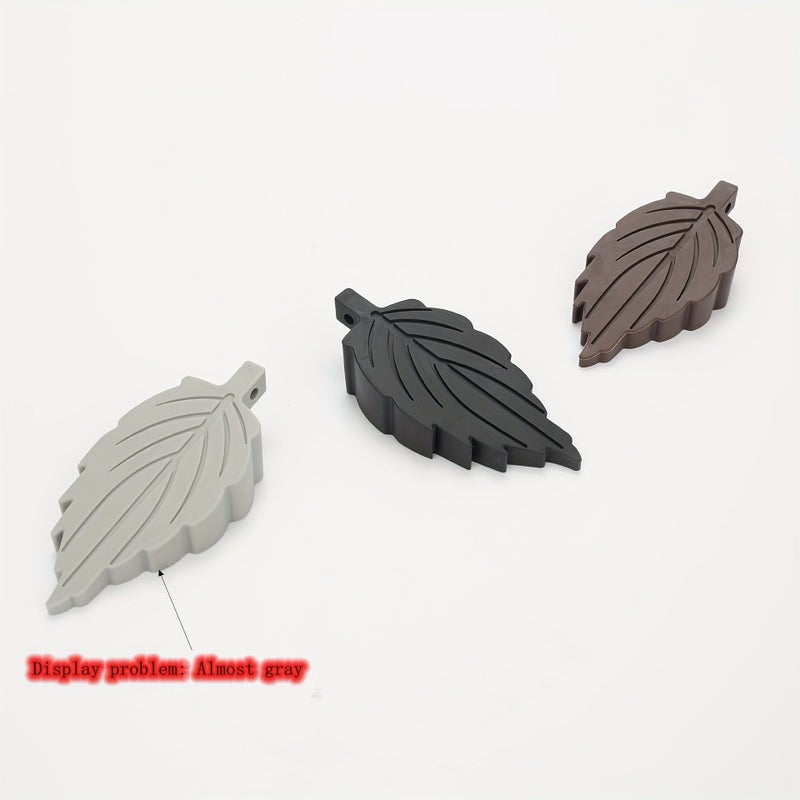 Black 4 Piece Leaf Shaped Door Stopper Windproof Anti Collision Household Door Blocker For Bedroom Kitchen Office - Image 3