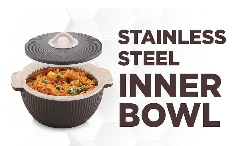 Liza Liza Crema Insulated Inner Stainless Steel Casserole with Lid Knob Handle Hot Roti Chapati Box Pot for Kitchen Home Locks in Cold Heat for Long Serving Bowl with Lid CREMA 740ml BROWN - Image 3