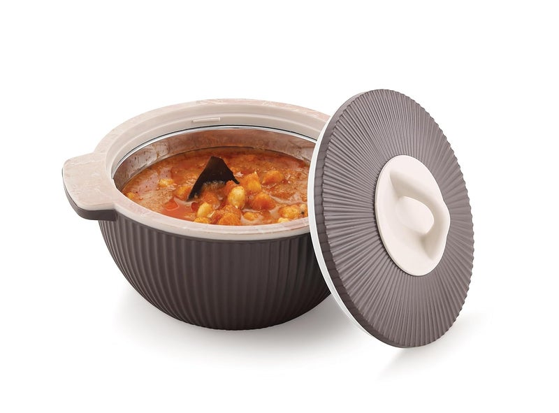 Liza Liza Crema Insulated Inner Stainless Steel Casserole with Lid Knob Handle Hot Roti Chapati Box Pot for Kitchen Home Locks in Cold Heat for Long Serving Bowl with Lid CREMA 740ml BROWN - Image 2