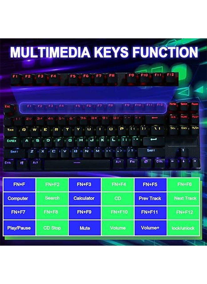 JoyousSto K87 87-key mechanical mixed light blue axis 80% keyboard RGB backlight USB wired gaming keyboard  - Image 4