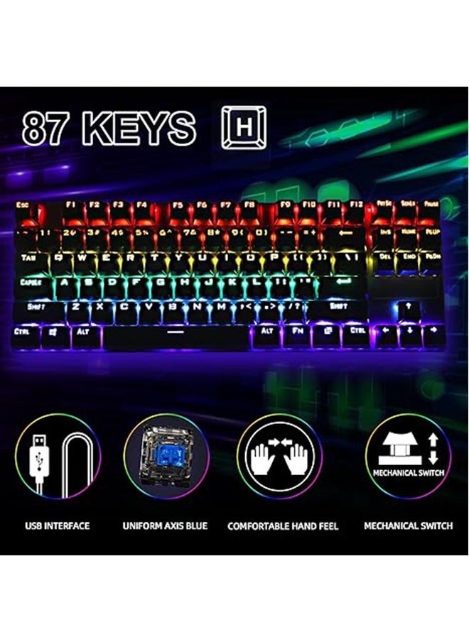 JoyousSto K87 87-key mechanical mixed light blue axis 80% keyboard RGB backlight USB wired gaming keyboard  - Image 2