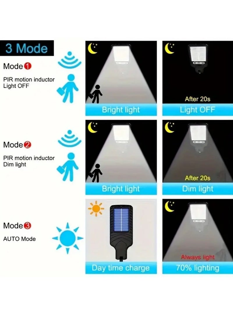NIBEMINENT - NEW 1pc 2200W Outdoor Solar Street Light, Human Body Induction Garden Light With Remote Control, LED Wall Light Garden Light - Image 1