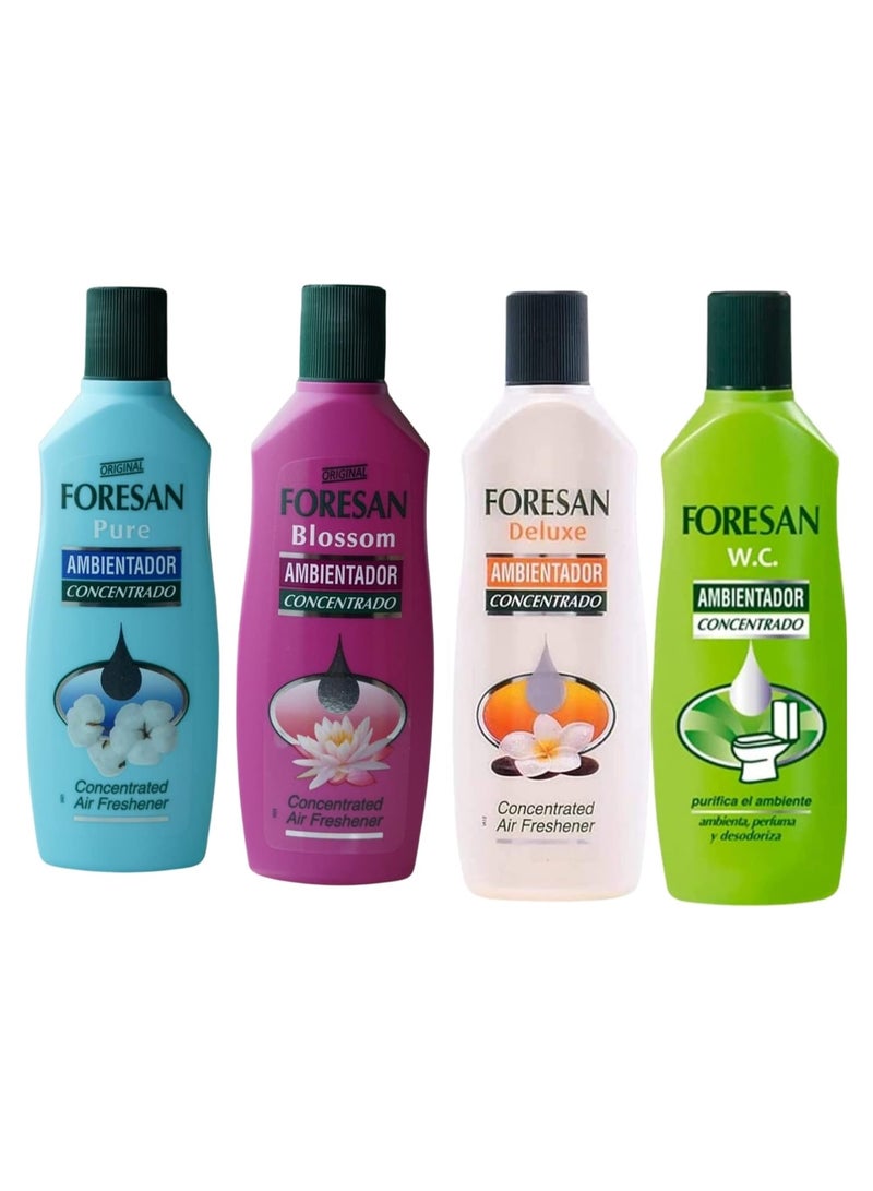 Concentrated Air Freshener Set, Pack of 4 Fragrances, Pure, Blossom, Deluxe, WC
