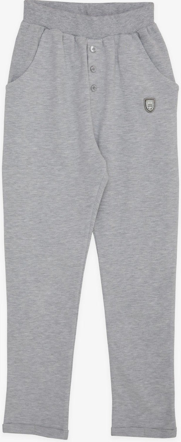 Breeze Girls & Boys Boy Bottom Embroidered Button Accessory Pocket Age 4-8, Light Gray Melange  - Image 1