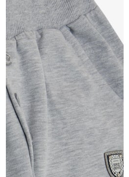 Breeze Girls & Boys Boy Bottom Embroidered Button Accessory Pocket Age 4-8, Light Gray Melange  - Image 3