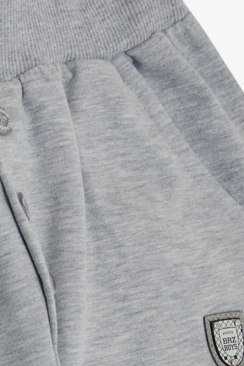 Breeze Girls & Boys Boy Bottom Embroidered Button Accessory Pocket Age 4-8, Light Gray Melange  - Image 3