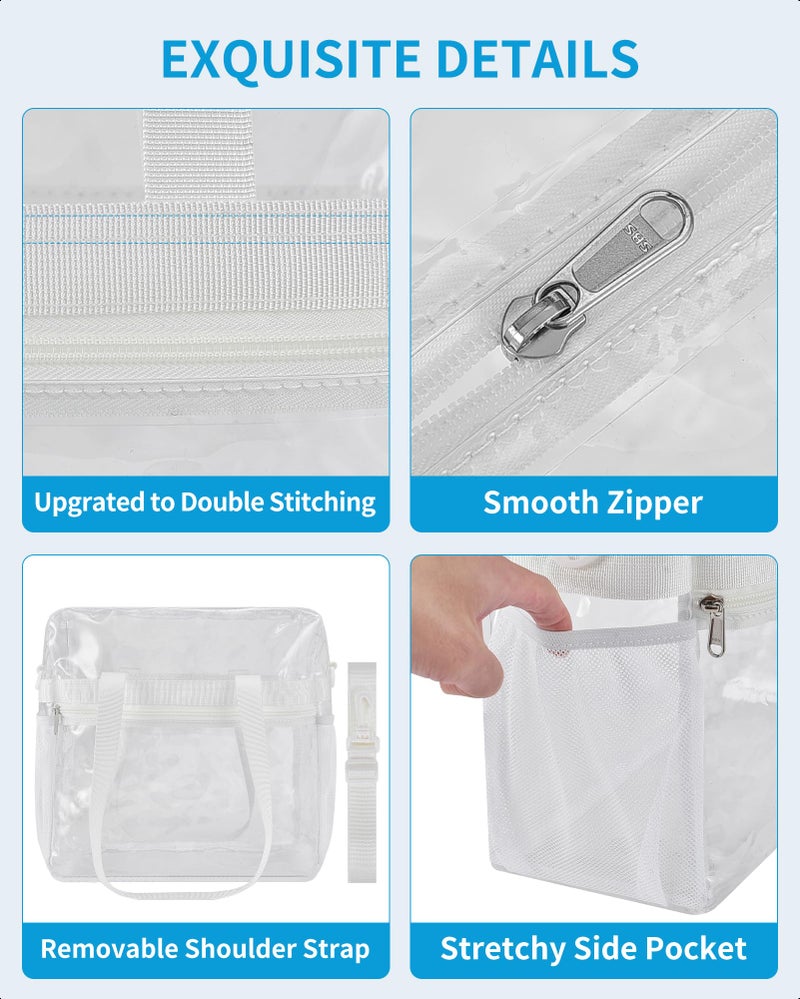 Paxiland Clear Bag for Stadium Events 12x6x12, Large Clear Tote Lunch Bag Stadium Approved with Reinforced Shoulder Straps for Concert Outfits and Festival , Transparent Handbag for Men - White - Image 5