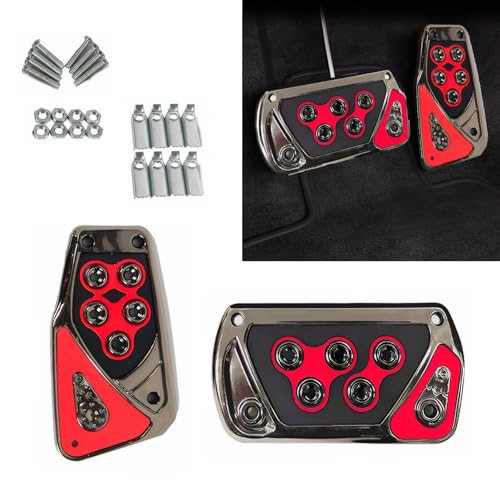 Zosgrew 2 PCS Car Pedal Covers Automotive Brake and Accelerator Pedal Pad Antislip No Drilling Vehicle Foot Treadle Universal Automatic Transmission Brake Pedals Kit for Most Cars Red - Image 1