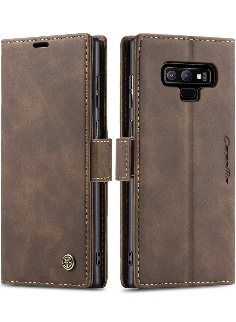 CaseMe Phone Case Luxury PU Leather Design 013 Flip Cover Card Slot Holder Cover For Samsung Galaxy Note 9 (Coffe) - Image 1