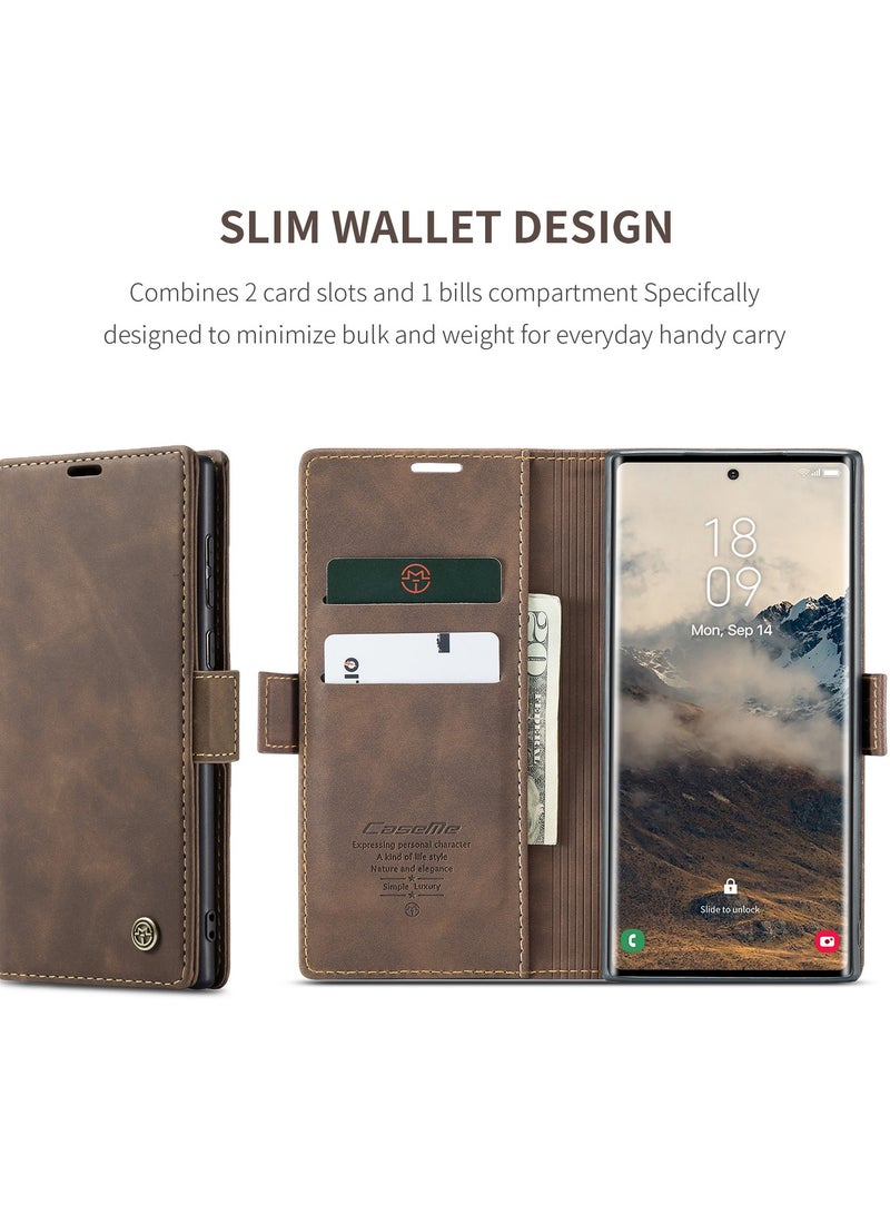 CaseMe Phone Case Luxury PU Leather Design 013 Flip Cover Card Slot Holder Cover For Samsung Galaxy Note 9 (Coffe) - Image 2