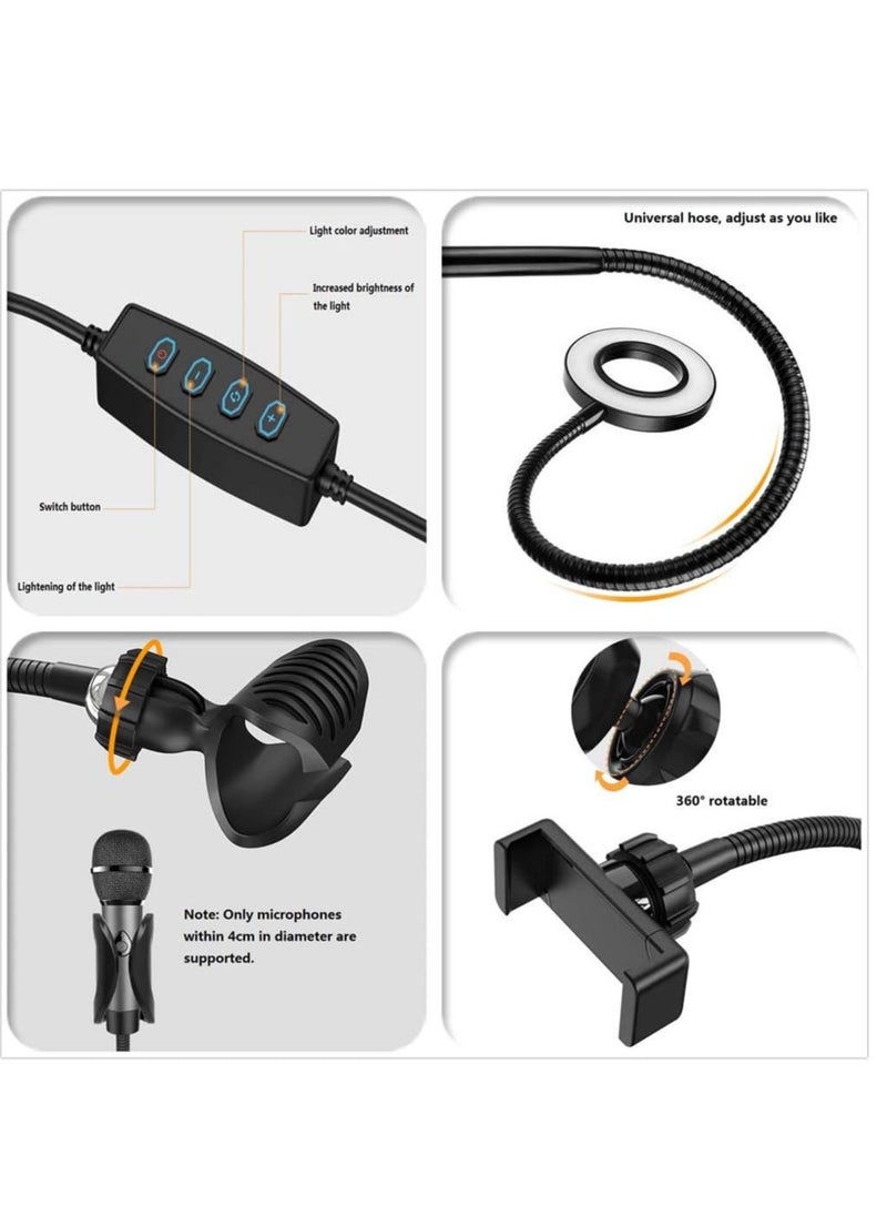 ELTRAZONE - Selfie Ring Light Stand with Microphone Holder,LED Ring Light for Live Stream/Makeup/YouTube Video - 3-Light Mode - 10-Level Brightness - Image 1