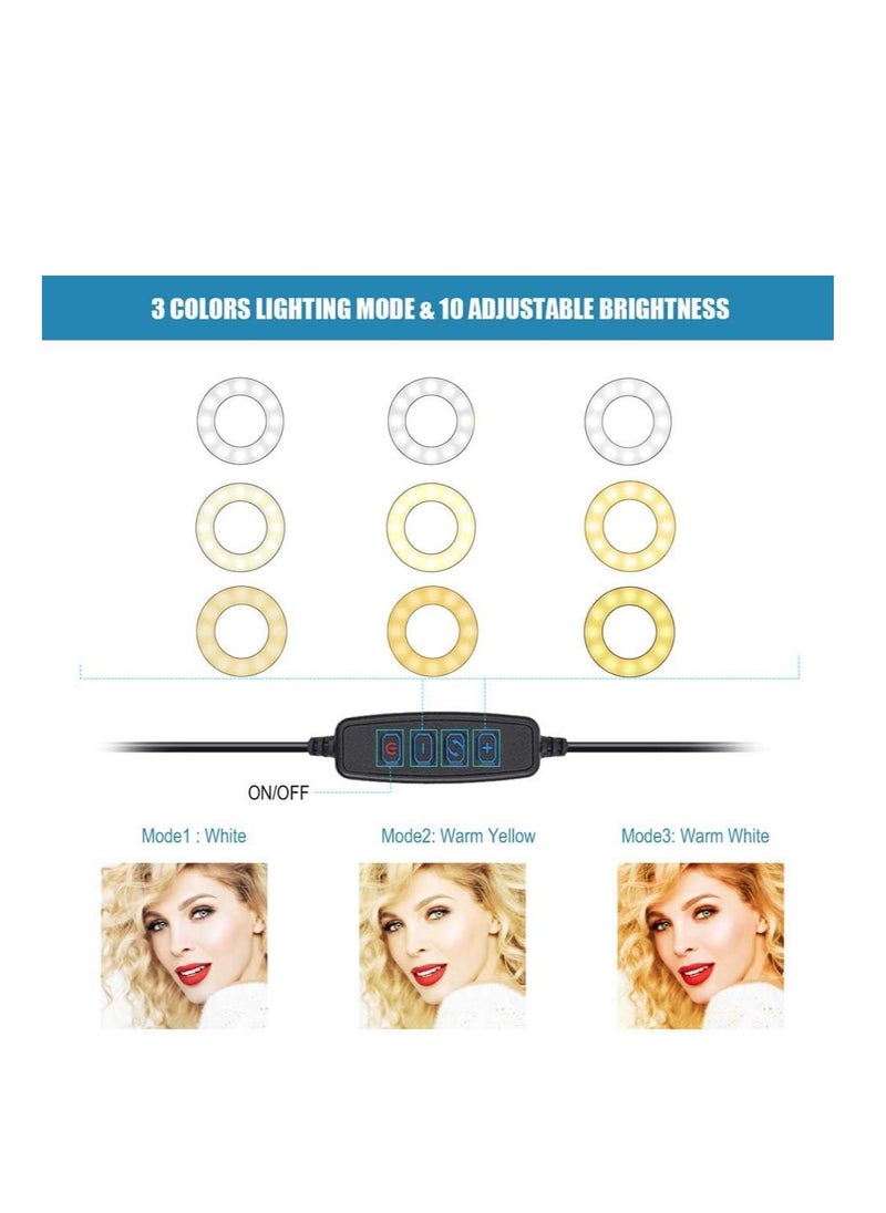 ELTRAZONE - Selfie Ring Light Stand with Microphone Holder,LED Ring Light for Live Stream/Makeup/YouTube Video - 3-Light Mode - 10-Level Brightness - Image 1