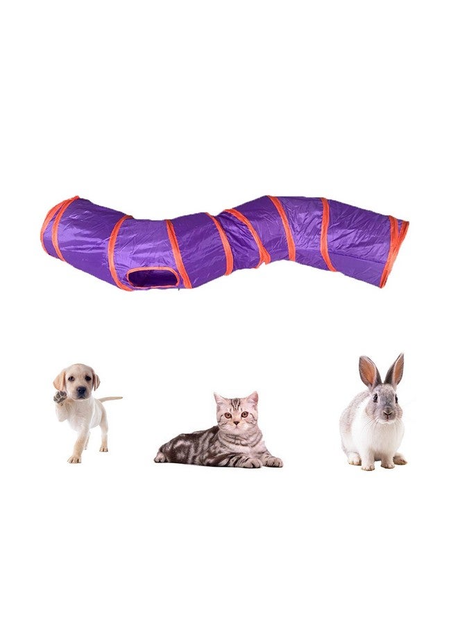 iCAGY Cat Tunnel For Indoor Cats Interactive, Rabbit Tunnel Toys, Pet Toys Play Tunnels For Cats Kittens Rabbits Puppies Crinkle Pop Up 47" Shape S - Image 3