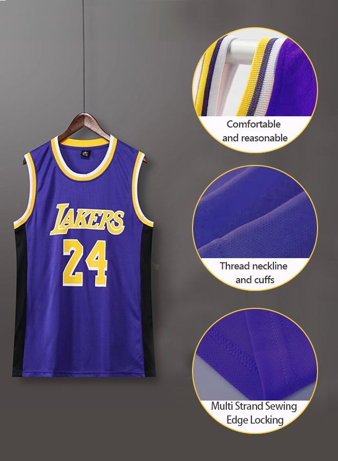 GROIC Kobe Bryant Jersey 24# Basketball T Shirt and Shorts,Basketball Jersey for Adults,Basketball Suits,BasketballJersey Set(Purple,3XL) - Image 3