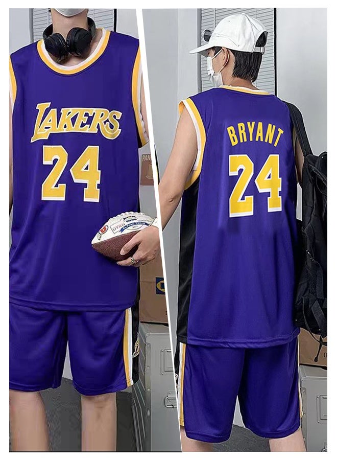 GROIC Kobe Bryant Jersey 24# Basketball T Shirt and Shorts,Basketball Jersey for Adults,Basketball Suits,BasketballJersey Set(Purple,3XL) - Image 5
