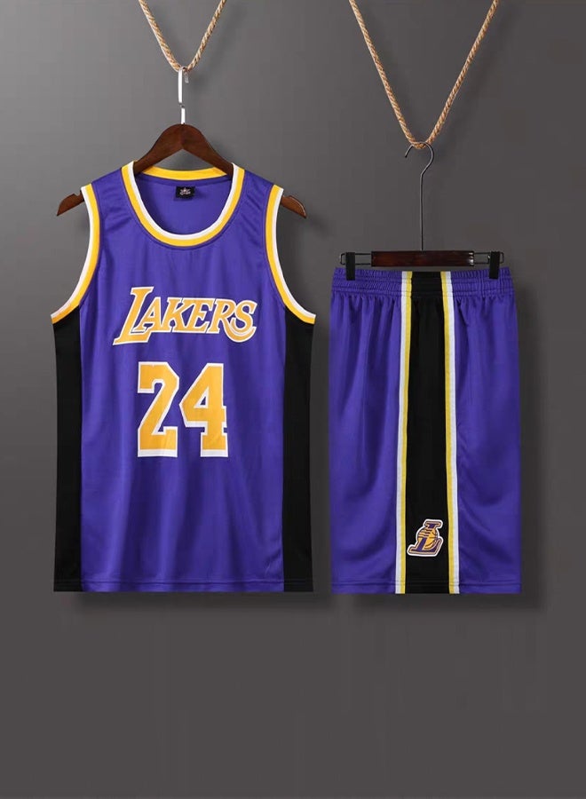 GROIC Kobe Bryant Jersey 24# Basketball T Shirt and Shorts,Basketball Jersey for Adults,Basketball Suits,BasketballJersey Set(Purple,3XL) - Image 2