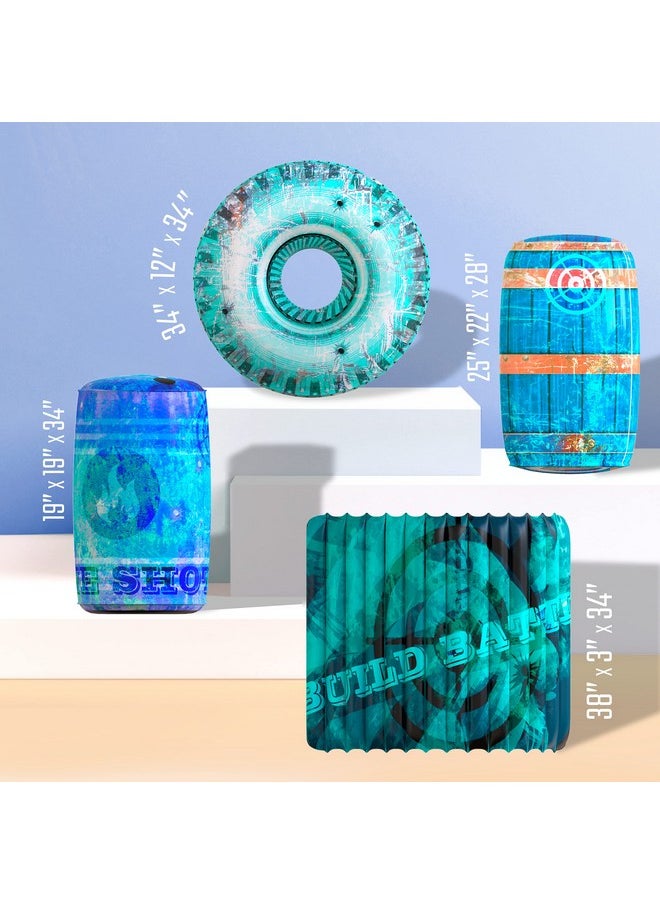 Skywin -Inflatable Obstacles- Inflatable Battle Bunkers,4 Pieces Inflatable Battle Obstacle, Bunker Set Play War Obstacles And Laser Tag Obstacles (Blue)  - Image 1