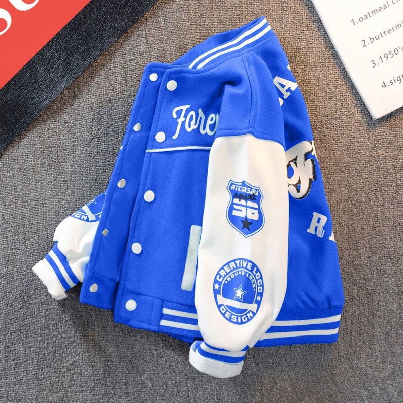 Children'S Clothing Boy'S Coat Clothing Fleece-Lined Thickened Cotton-Padded Clothes Middle And Large Children'S Baseball Clothing Boys Winter Western Style Fashionable Clothes - Image 2