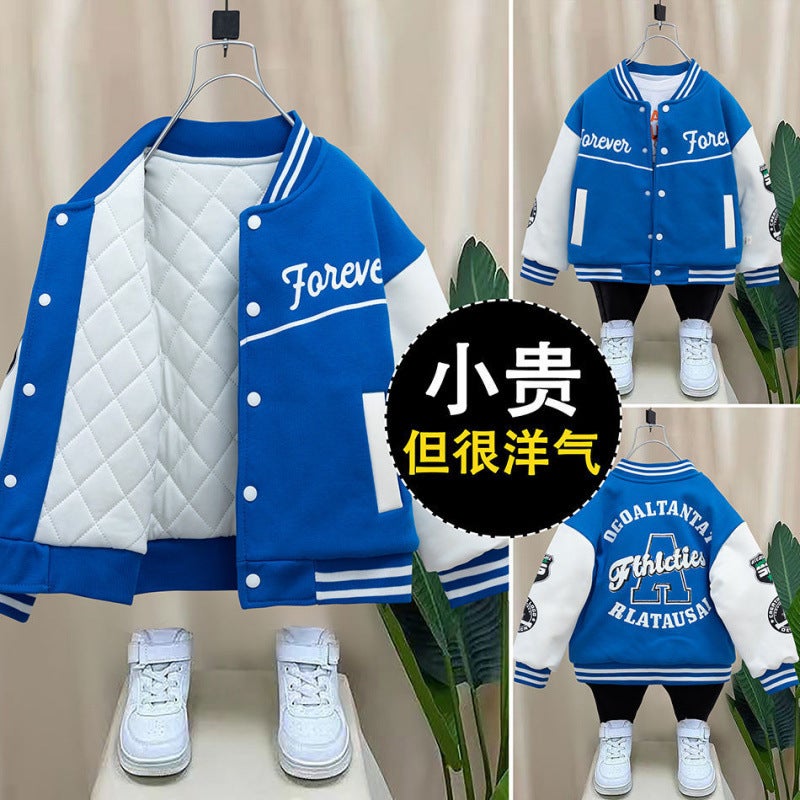 Children'S Clothing Boy'S Coat Clothing Fleece-Lined Thickened Cotton-Padded Clothes Middle And Large Children'S Baseball Clothing Boys Winter Western Style Fashionable Clothes - Image 4