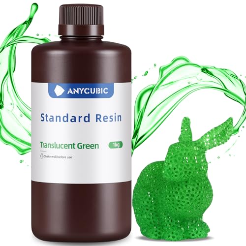 ANYCUBIC 3D Printer Resin, 405nm SLA UV-Curing Resin with High Precision and Quick Curing & Excellent Fluidity for LCD 3D Printing (Clear Green, 1kg) - Image 1