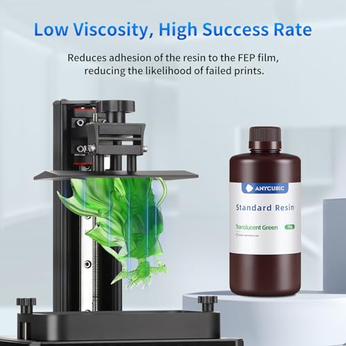 ANYCUBIC 3D Printer Resin, 405nm SLA UV-Curing Resin with High Precision and Quick Curing & Excellent Fluidity for LCD 3D Printing (Clear Green, 1kg) - Image 3