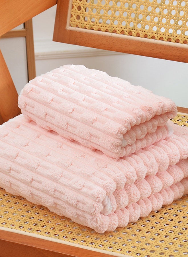 Hanayo 2 Pcs Bath Towel Set Soft Bath Towels for Men & Women Fast Absorbent Face Bath Towel Set for Bathroom  Hotels Spa(Pink) - Image 2