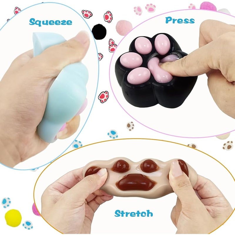 OCBTOW 4 Pack Taba Cat Paw Squeeze Toys Sensory Squishy Toys for Kids Boys Girls Easter Basket Stuffers Fillers Birthday Gifts - Image 2