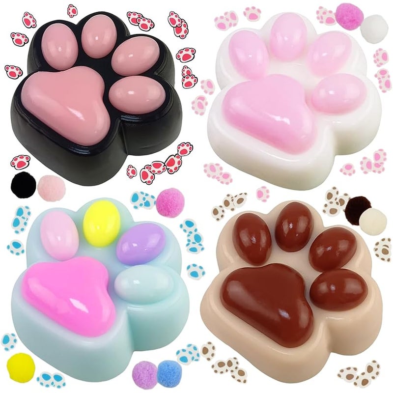 OCBTOW 4 Pack Taba Cat Paw Squeeze Toys Sensory Squishy Toys for Kids Boys Girls Easter Basket Stuffers Fillers Birthday Gifts - Image 1