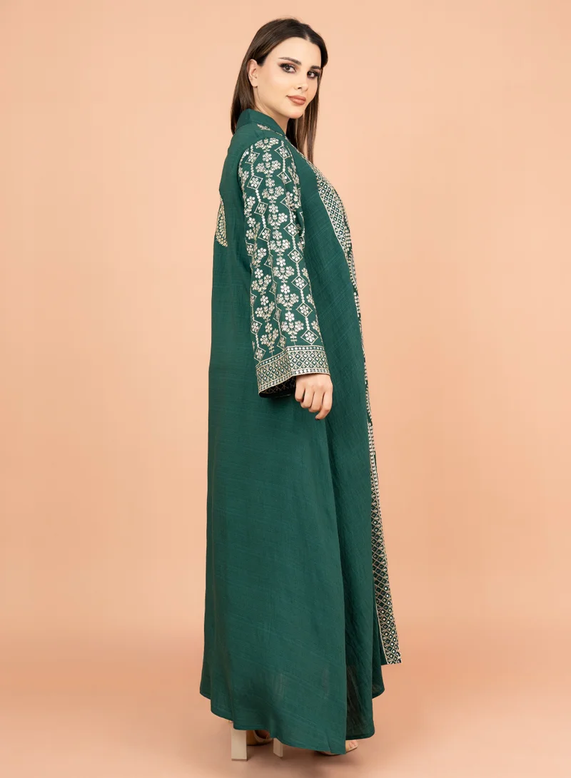 IKKXA Modern Embroidered Jalabiya IK2023 Green