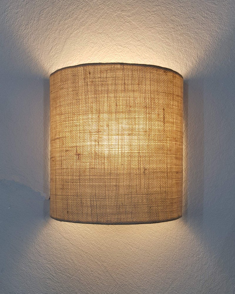 Mufasa Wall Mounted Lamp Lights Half Shade Bedside Fabric Lampshade Sconces- with Holder and Bulb (Brown Jute) - Image 5