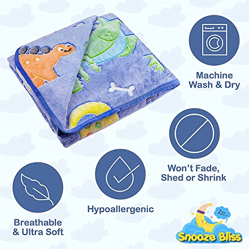 BLiSS HUES Glow in The Dark Blanket Gifts for Toddler Kids Teen Girls| 200cm x 150cm |Bedroom Décor, Lightweight Throw Blankets|Soft Cozy Fluffy Luminous Throw Blanket - Blue Dino - 2 - Image 4
