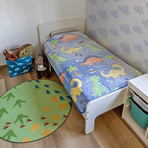BLiSS HUES Glow in The Dark Blanket Gifts for Toddler Kids Teen Girls| 200cm x 150cm |Bedroom Décor, Lightweight Throw Blankets|Soft Cozy Fluffy Luminous Throw Blanket - Blue Dino - 2 - Image 5