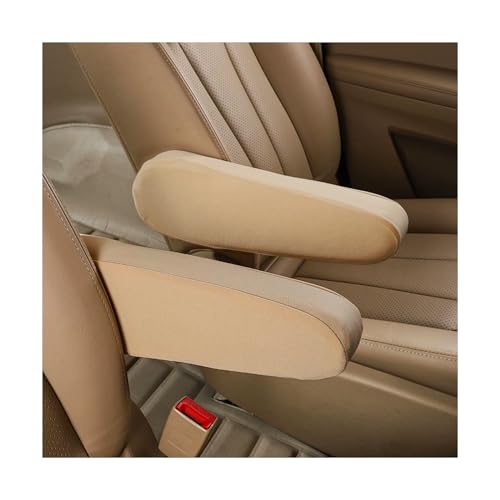 Kewucn 2 PCS Car Front Seat Armrest Covers Elastic Fabric Auto Seat Armrest Protectors Universal Seat Arm Rest Cover Replacement Vehicle Interior Decor Accessories Beige - Image 1