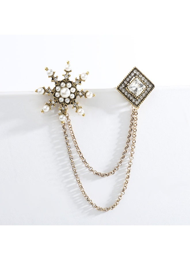 KUYING Retro Fashion Baroque Rhinestone Chain Brooch 