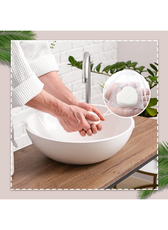 Demissle 60 Sets Scented Heart Soap Favors for Guests Baby Shower Favors Soaps Thank You Gifts Soap with Thank You Tags Drawstring Organza Bag Guests Wedding Party Bridal Shower Gift Favors (White) - Image 4