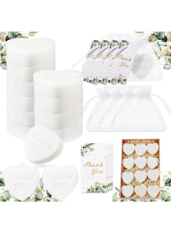 Demissle 60 Sets Scented Heart Soap Favors for Guests Baby Shower Favors Soaps Thank You Gifts Soap with Thank You Tags Drawstring Organza Bag Guests Wedding Party Bridal Shower Gift Favors (White) - Image 1