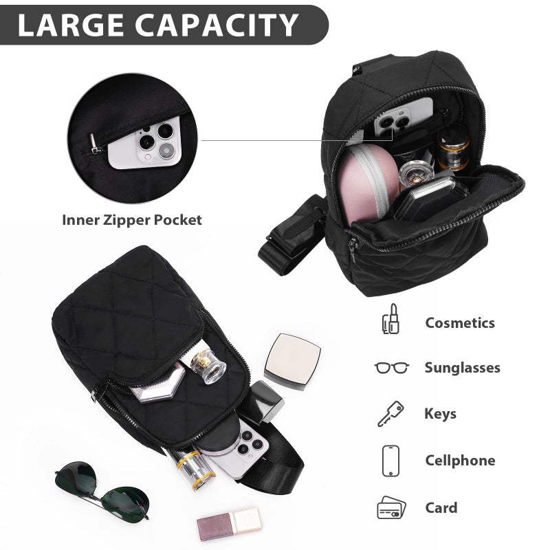 YFGBCX Quilted Sling Bag for Women Puffer Crossbody Bag Sling Backpack Purse Lightweight Fanny Pack Puffy Chest Bag - Image 5