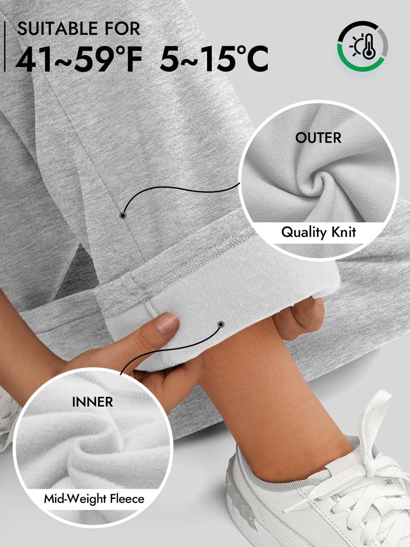 ATHMILE Womenâ€™s Fleece Lined Sweatpants Baggy Workout Lounge Pants Drawstring Workout Casual Aesthtic Fall Clothes 2025 Grey - Image 3