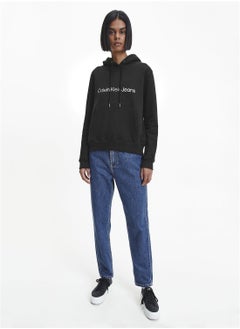 Calvin Klein Jeans Women's Institutional Logo Hoodie - Cotton, Black  - Image 2