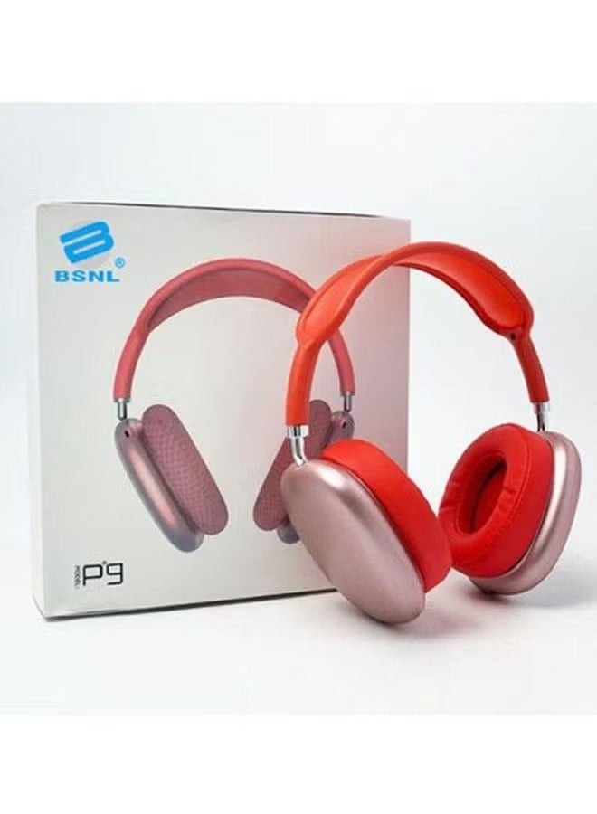 BSNL P9 Bluetooth Wireless Headset – Over-Ear Headphones with Built-In Mic, Noise-Canceling, Stereo Sound, Comfortable Ear Cushions, Long Battery Life, and Wireless Connectivity – Perfect for Gaming, Calls, Music & Travel Red  - Image 2