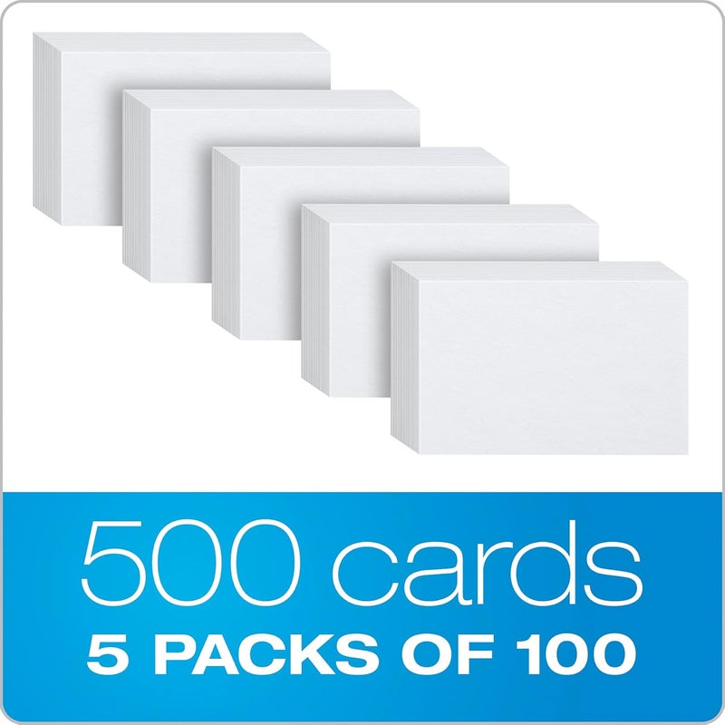 Oxford Index Cards, 3 x 5 Inches, White, Blank Notecards, Flashcards for School and Studying, Bulk Pack of Note Cards, 500 Count (5 Packs of 100) (40175) - Image 4