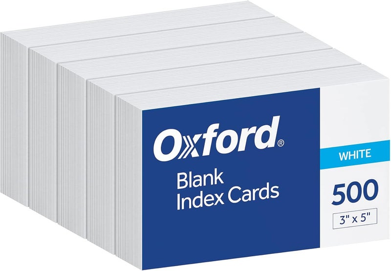 Oxford Index Cards, 3 x 5 Inches, White, Blank Notecards, Flashcards for School and Studying, Bulk Pack of Note Cards, 500 Count (5 Packs of 100) (40175) - Image 1