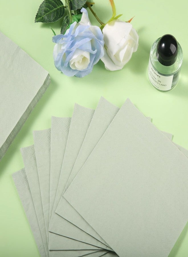 BEFORYOU Cocktail Napkin 3-Ply Dessert Napkins Folded 6.5 x 6.5 Inches Disposable Napkins for Dinner Wedding Birthday Party Bridal Anniversary Baby Shower Reception Event (50, Sage-Green) - Image 4