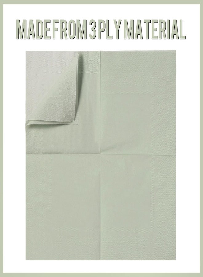 BEFORYOU Cocktail Napkin 3-Ply Dessert Napkins Folded 6.5 x 6.5 Inches Disposable Napkins for Dinner Wedding Birthday Party Bridal Anniversary Baby Shower Reception Event (50, Sage-Green) - Image 3