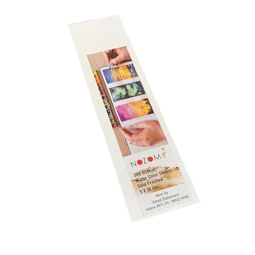 NOZOMI Bookmark Paper Cold Press 300 GSM – 48 Sheets | Acid-Free Non-Toxic Watercolor Texture Paper for Painting, Sketching & DIY Bookmarks | 18 x 5 cm Mini Art Sheets - Image 3