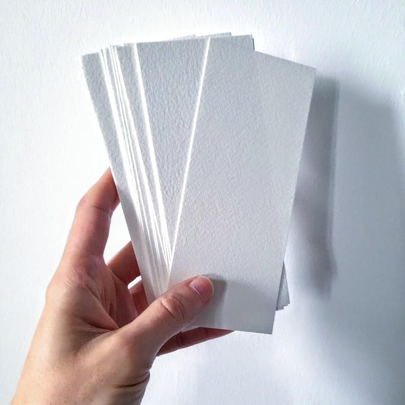 NOZOMI Bookmark Paper Cold Press 300 GSM – 48 Sheets | Acid-Free Non-Toxic Watercolor Texture Paper for Painting, Sketching & DIY Bookmarks | 18 x 5 cm Mini Art Sheets - Image 2