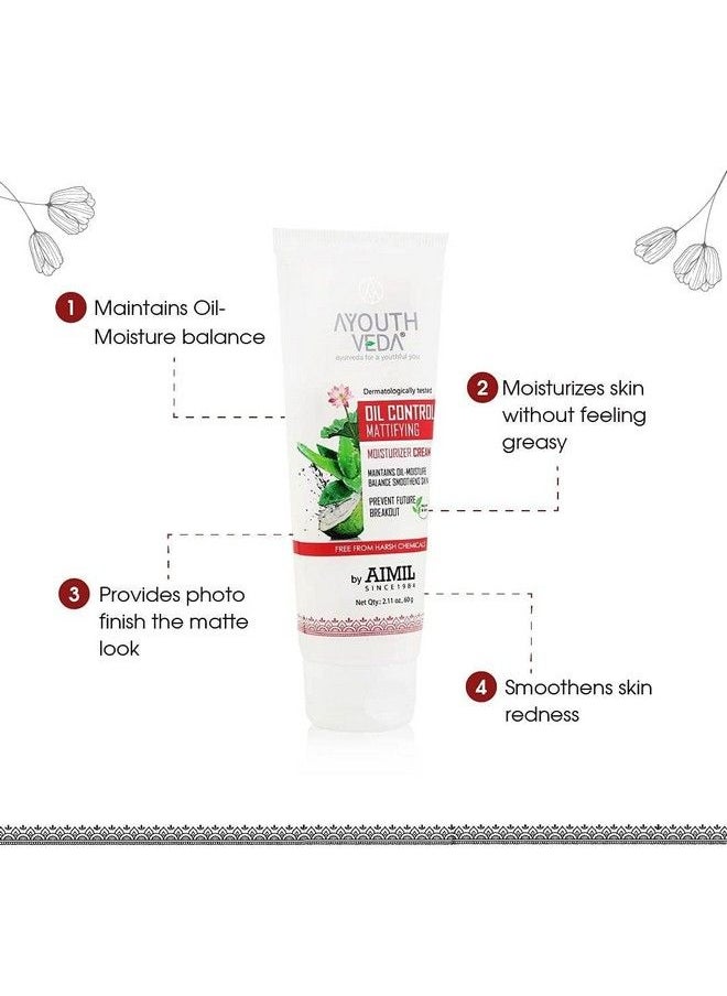 AYOUTHVEDA Oil Control Mattifying Moisturizer Cream ; Calms Skin Redness & Prevents Breakouts ; Nourishes & Smoothens Skin With Green Teaaloevera & Coconut Water (Pack Of 260G Each)  - Image 4