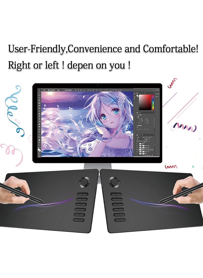 Veikk - VEIKK A15 Pro Graphics Drawing Pen Tablet : Large Active Area Graphics Digital Drawing Tablets with Battery-Free Stylus and 12 Shortcut Keys for Designer Students Teacher (Grey) - Image 1