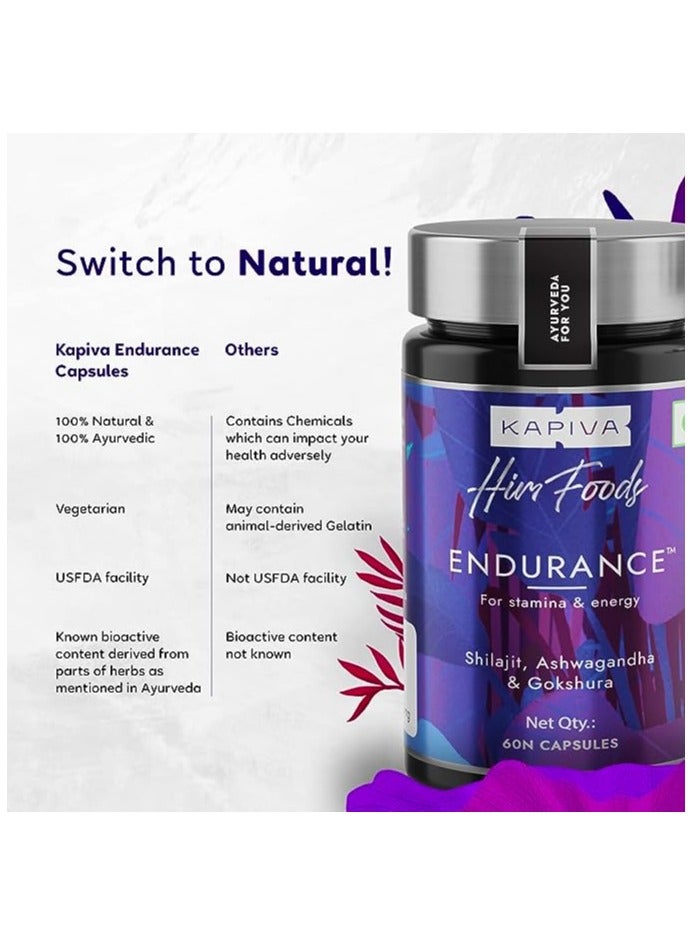 Kapiva Endurance Capsules For Energy | 60 Capsules | 14 Herbs & 7 Bhasmas like Ashwagandha, Shilajit & Gokshura to unlock Peak Performance - Image 3